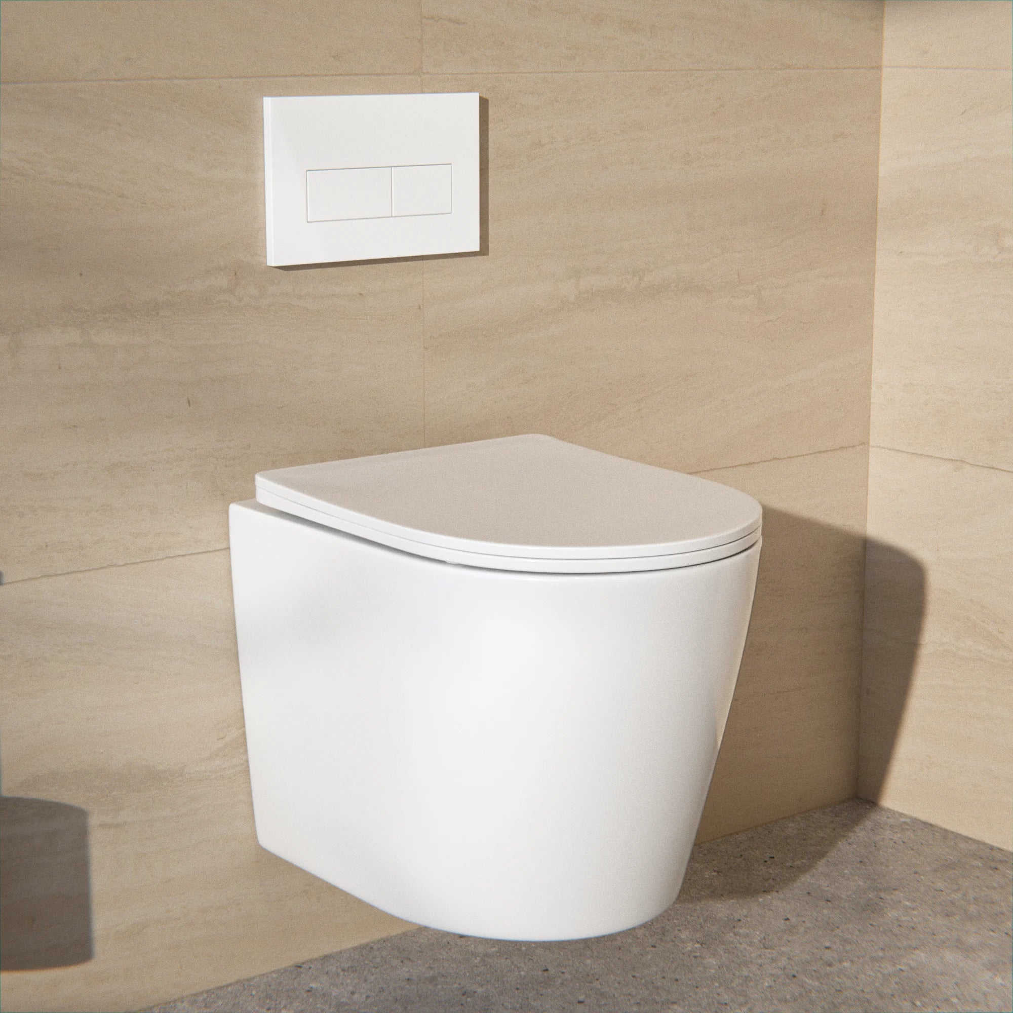 Hängendes WC Varo - Randlos - Soft-Close-Sitz - Glänzend Weiß
