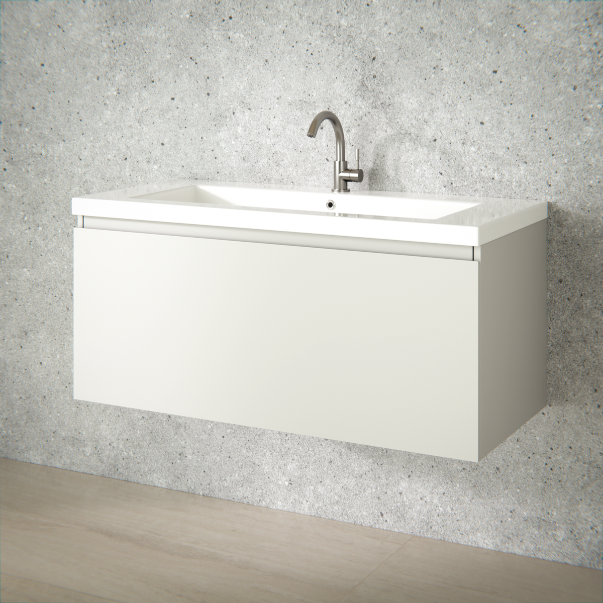 Badezimmermöbel Indy - 100 cm - Taupe - Waschbecken Weiß