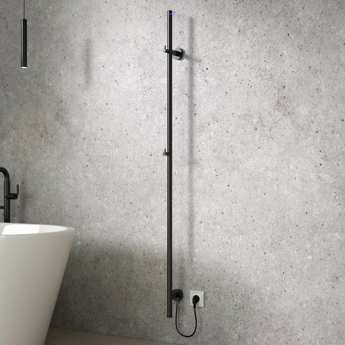 Elektrischer Stab-Handtuchheizkörper  - 70 Watt - 150 cm - Gunmetal