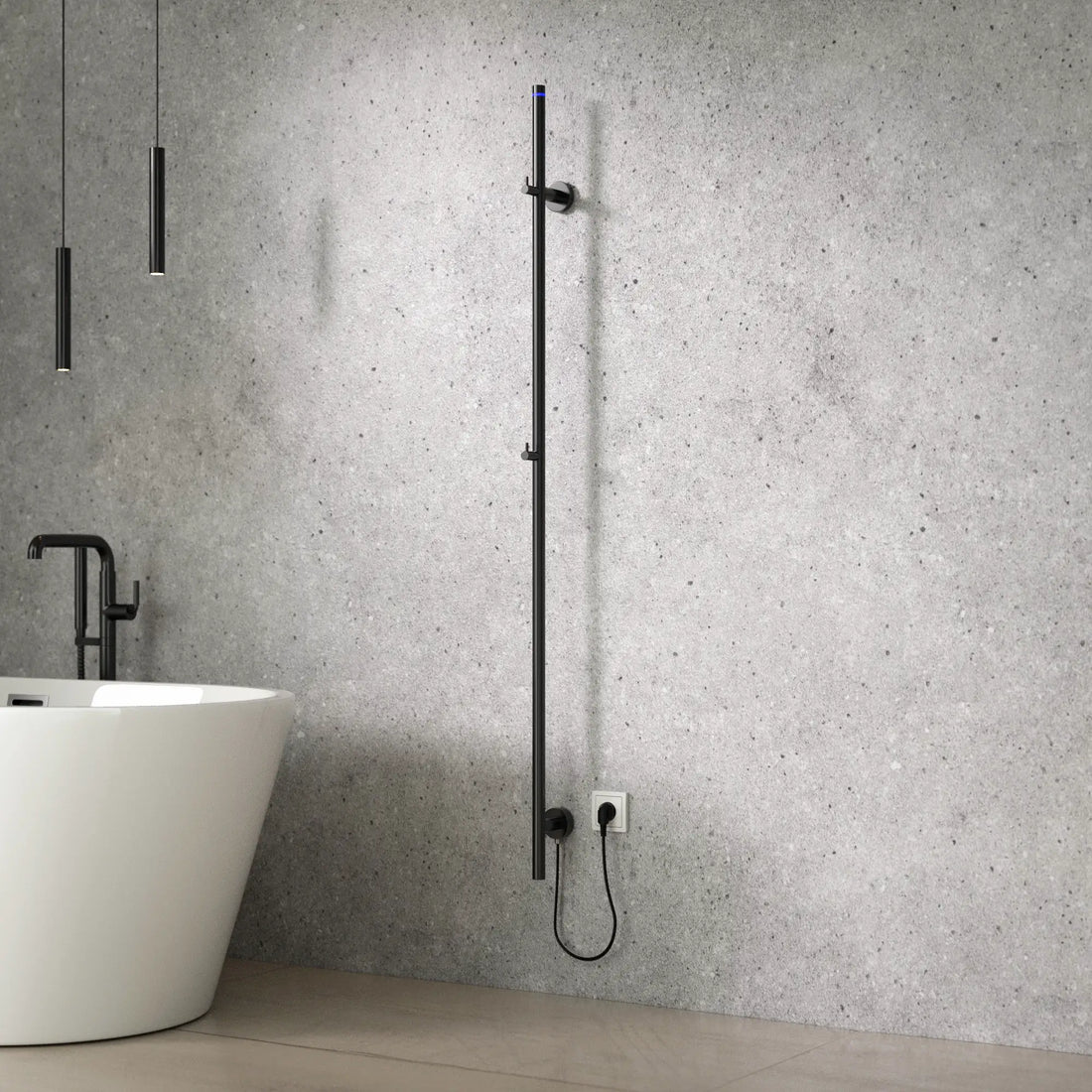 Elektrischer Stab-Handtuchheizkörper  - 70 Watt - 150 cm - Gunmetal