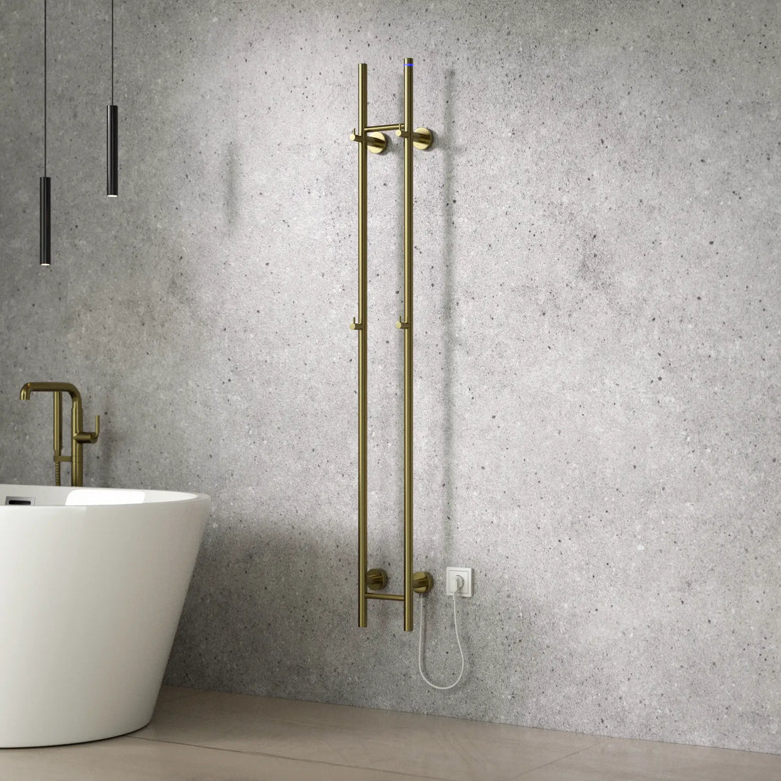 Elektrischer Stab-Handtuchheizkörper Doppel - 70 Watt - 150x16.8 cm - Gold