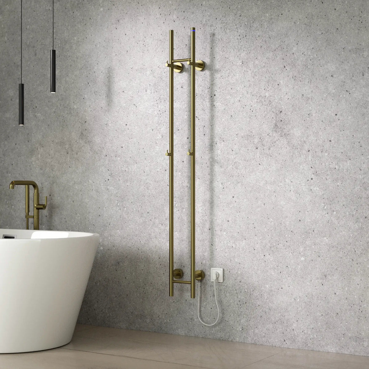 Elektrischer Doppel-Stabheizkörper für Handtücher - 70 Watt - 150x16.8 cm - Gold