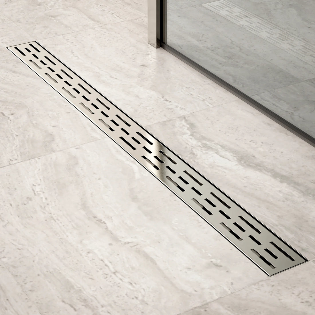 Duschrinne – 90 cm – Standardrost – Edelstahl – mit Flansch