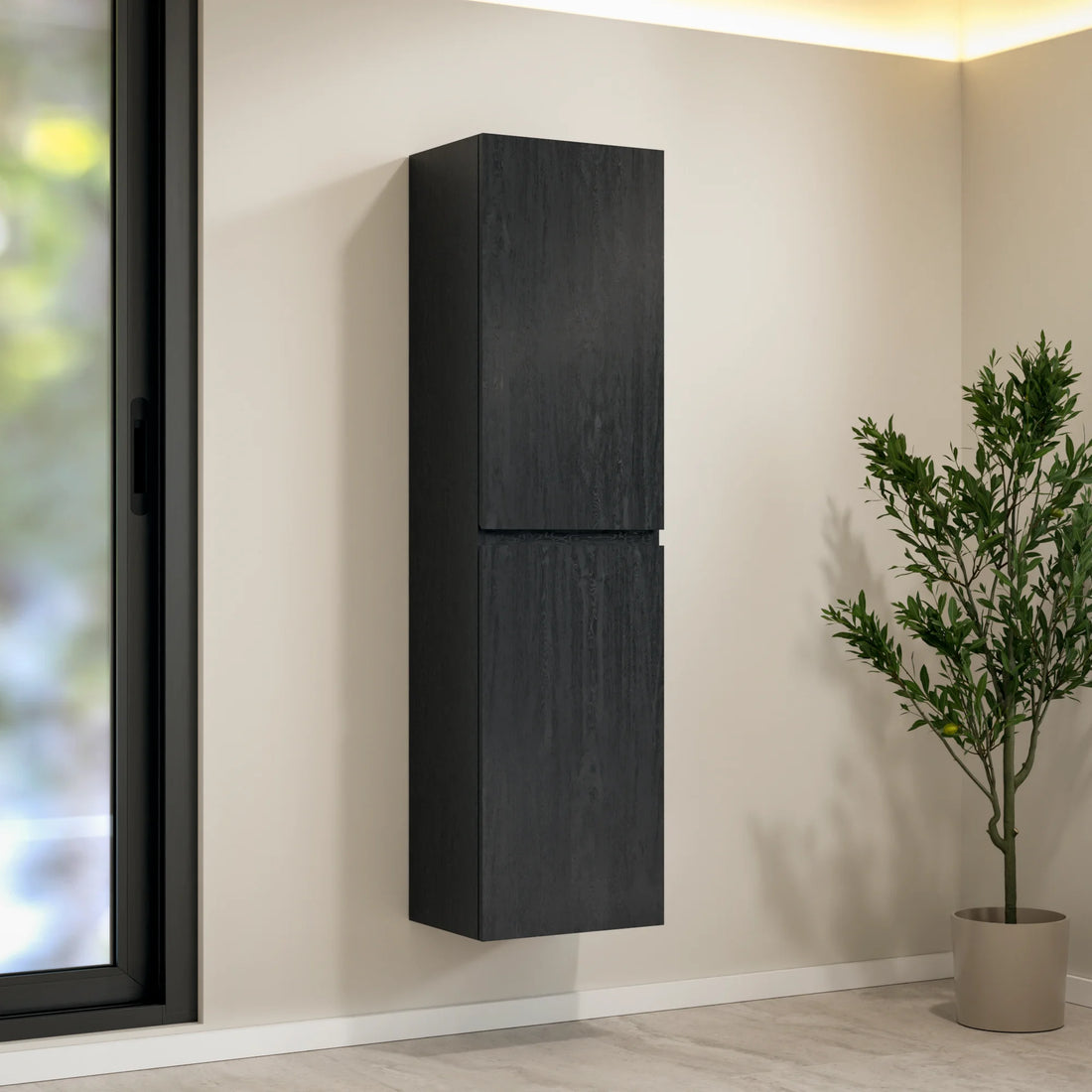 Badezimmer Hochschrank Ruvo – 150 cm – Schwarzeiche