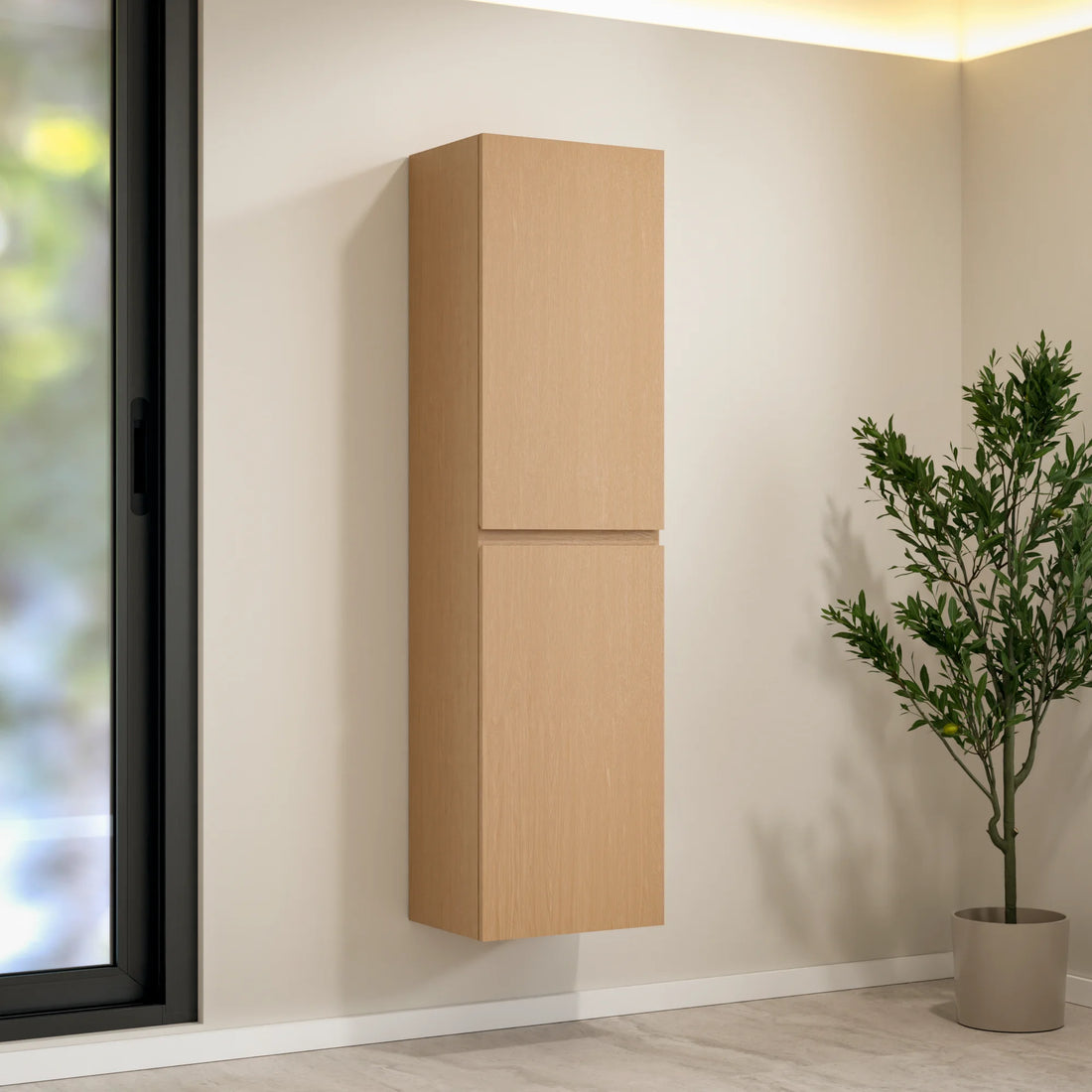 Badezimmermöbel Set Amara – 100 cm – Helle Eiche – Weißes Waschbecken