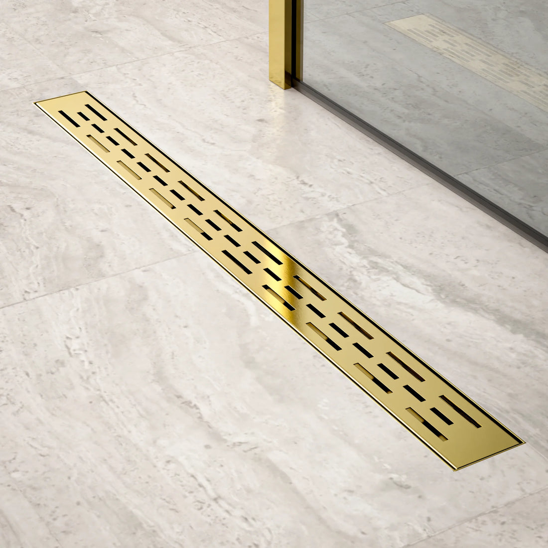 Duschrinne – 80 cm – Gold – Standardrost – Edelstahl – mit Flansch