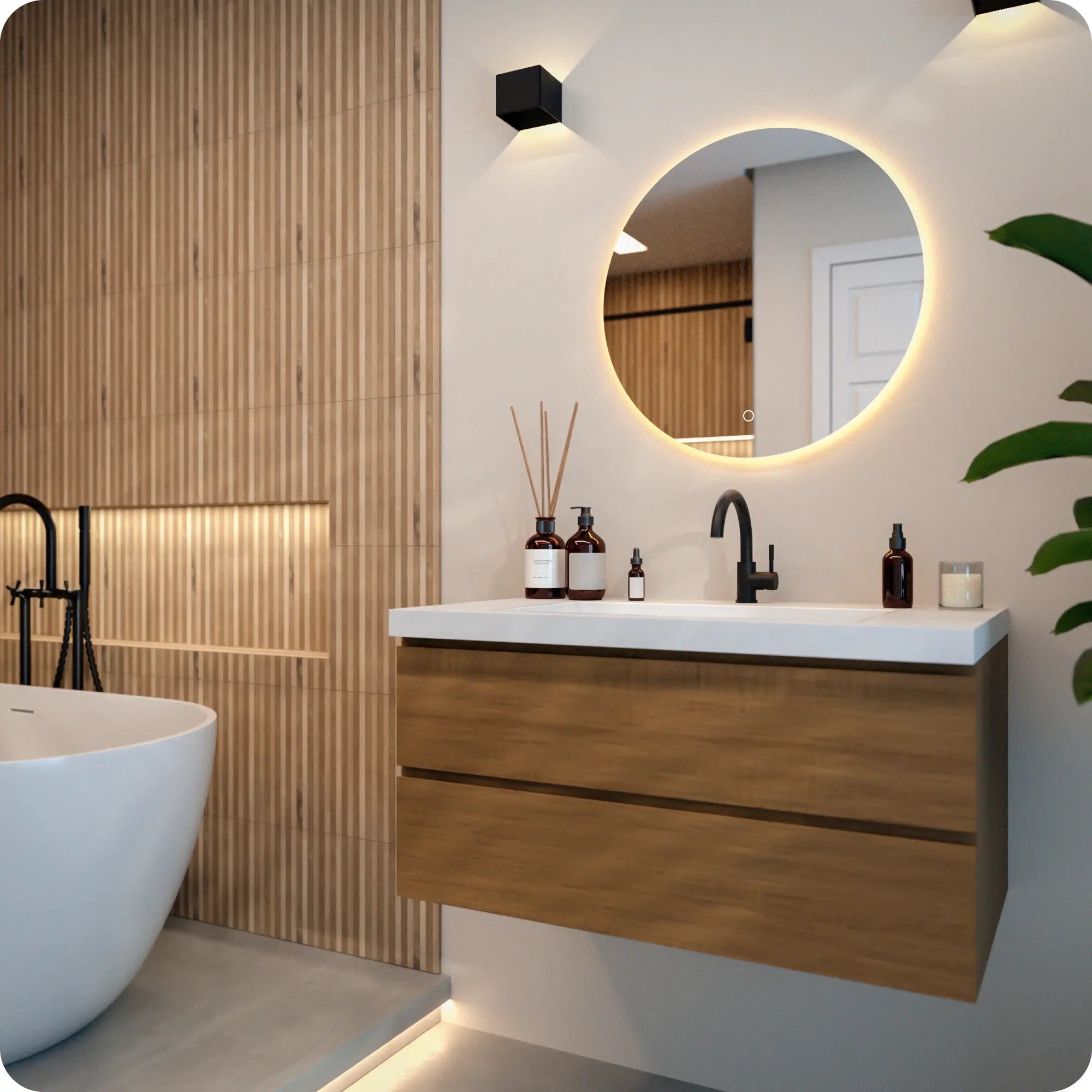 Badezimmerspiegel - Rund - 60cm - Rahmenlos