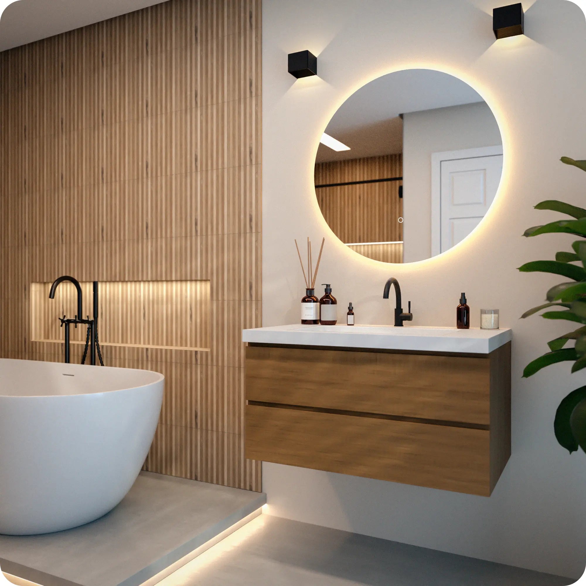 Badezimmerspiegel - Rund - 80cm - Rahmenlos