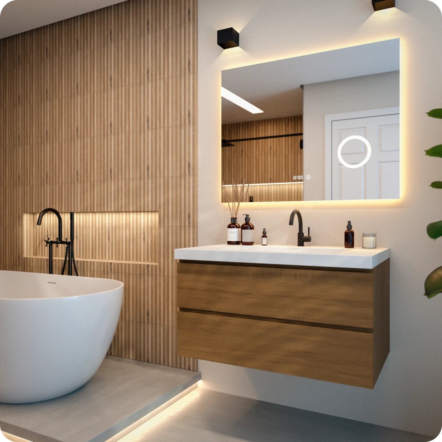 Badezimmerspiegel – 100x80 cm – Rahmenlos - Rechteck