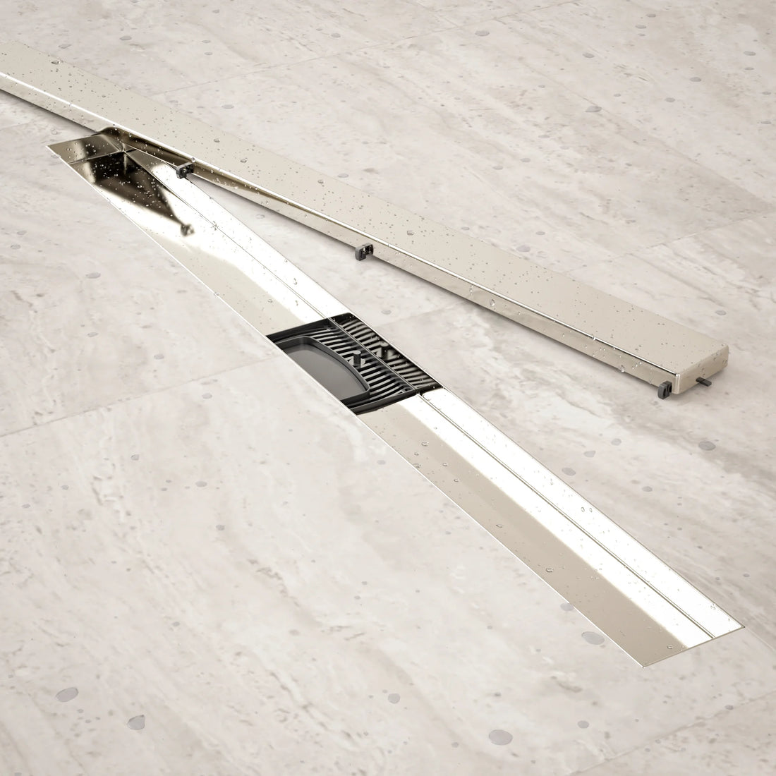 Duschrinne – 80 cm – Fliesenrost – Edelstahl – mit Flansch - Vorbestellen