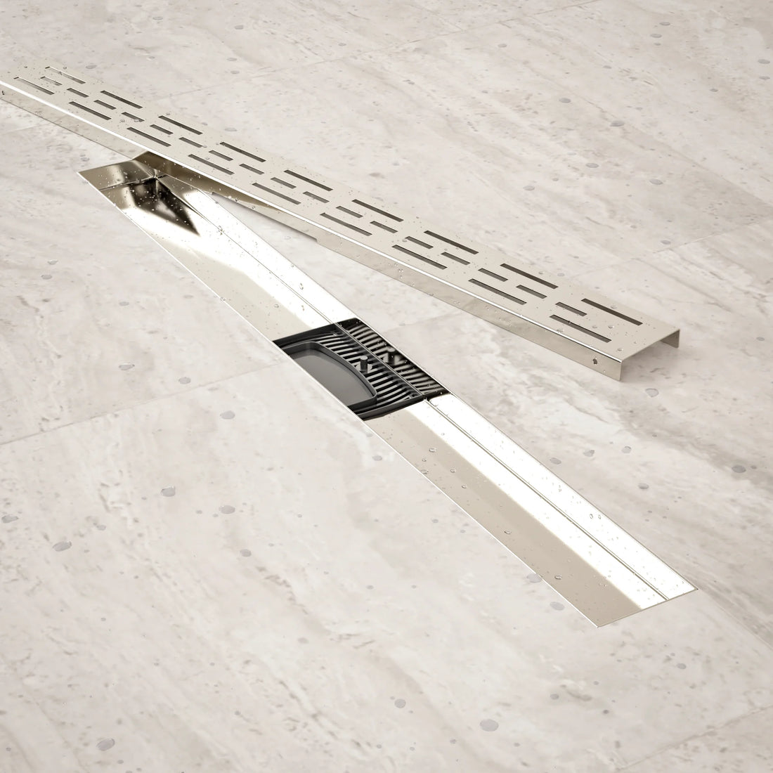Duschrinne – 70 cm – Standardrost – Edelstahl – mit Flansch