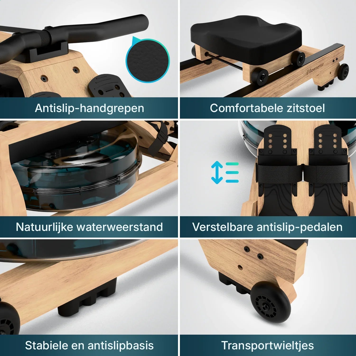 Roeitrainer - Hout Met Waterweerstand - LCD Monitor