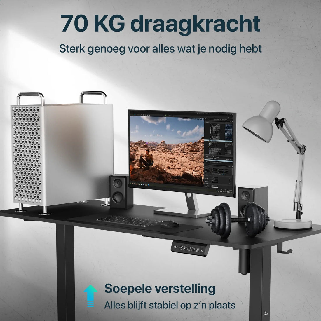 Flowsense Sitz-Steh-Schreibtisch - Verstellbarer elektrischer Schreibtisch - 160 x 60 cm