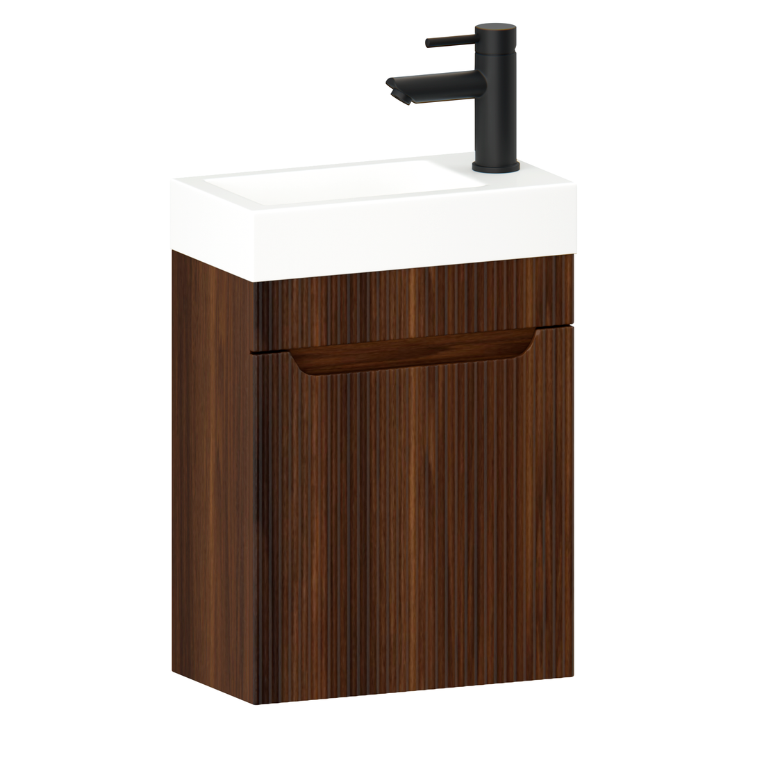Badezimmermöbel Vivo - 40 cm - Walnuss - Waschbecken Weiß