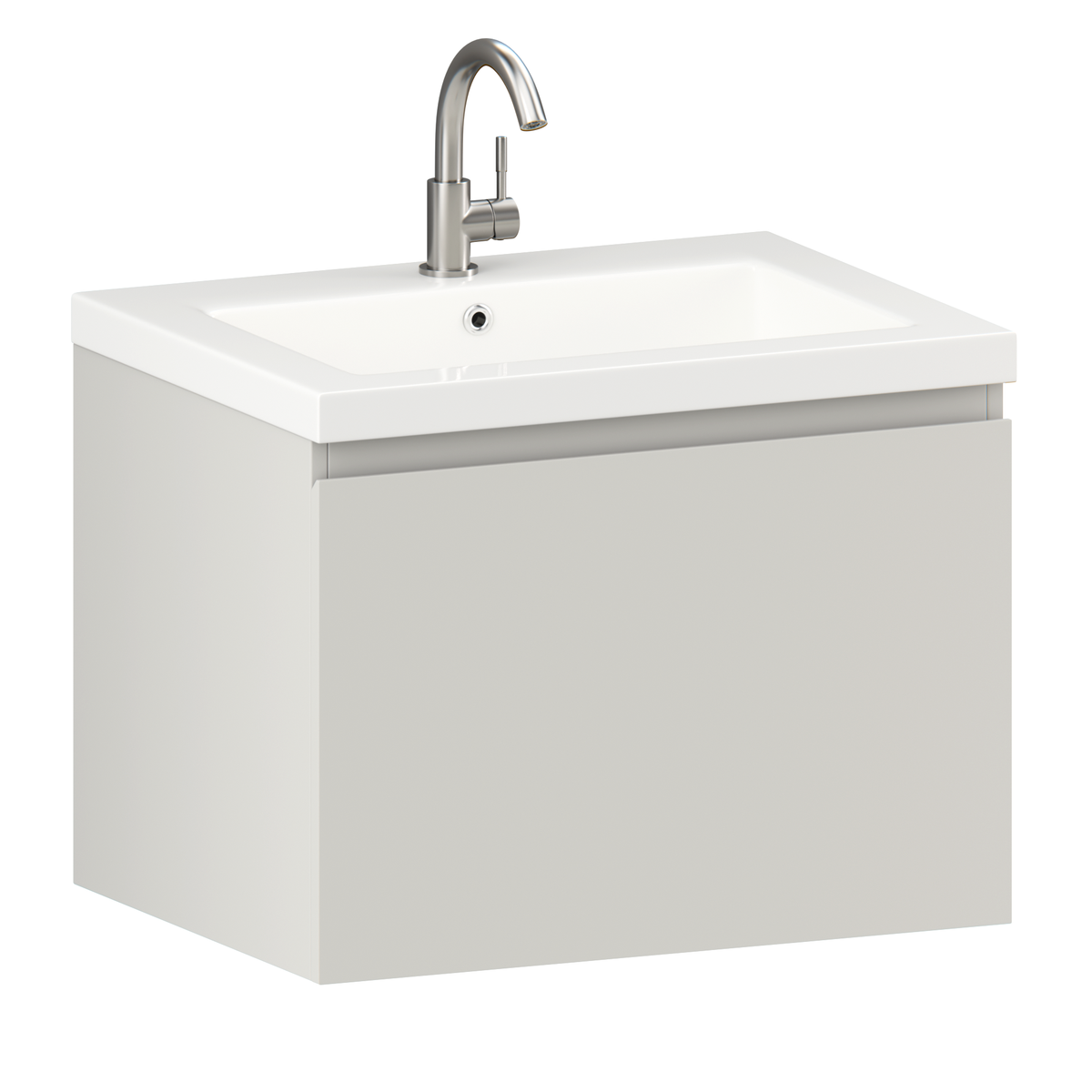 Badezimmermöbel Vino - 60 cm - Taupe - Waschbecken Weiß