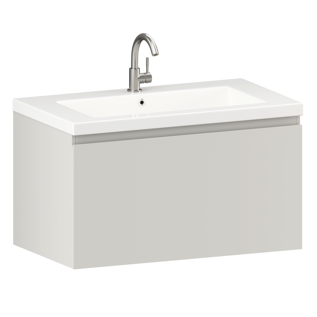 Badezimmermöbel Niko - 80cm - Taupe - Waschbecken Weiß