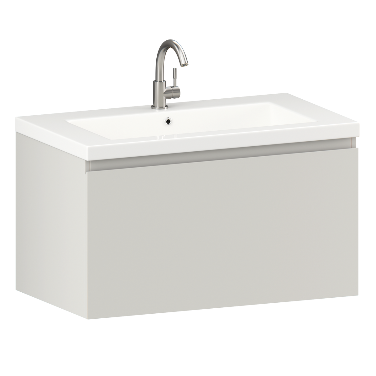 Badezimmermöbel Niko - 80cm - Taupe - Waschbecken Weiß