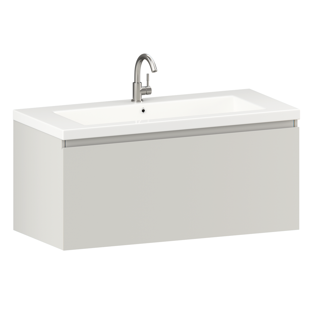 Badezimmermöbel Indy - 100 cm - Taupe - Waschbecken Weiß