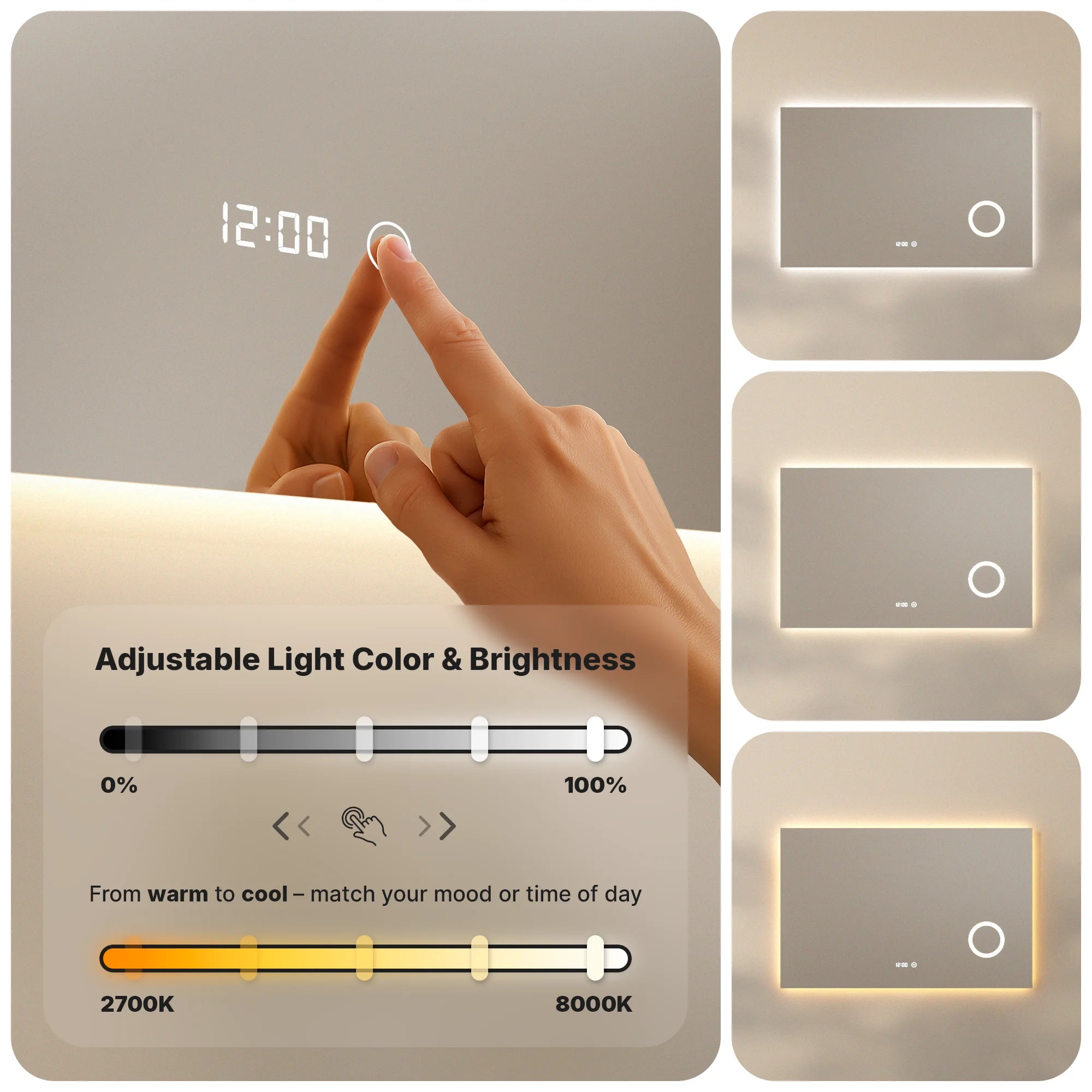 Badezimmerspiegel – 120x60 cm – Rahmenlos - Rechteck