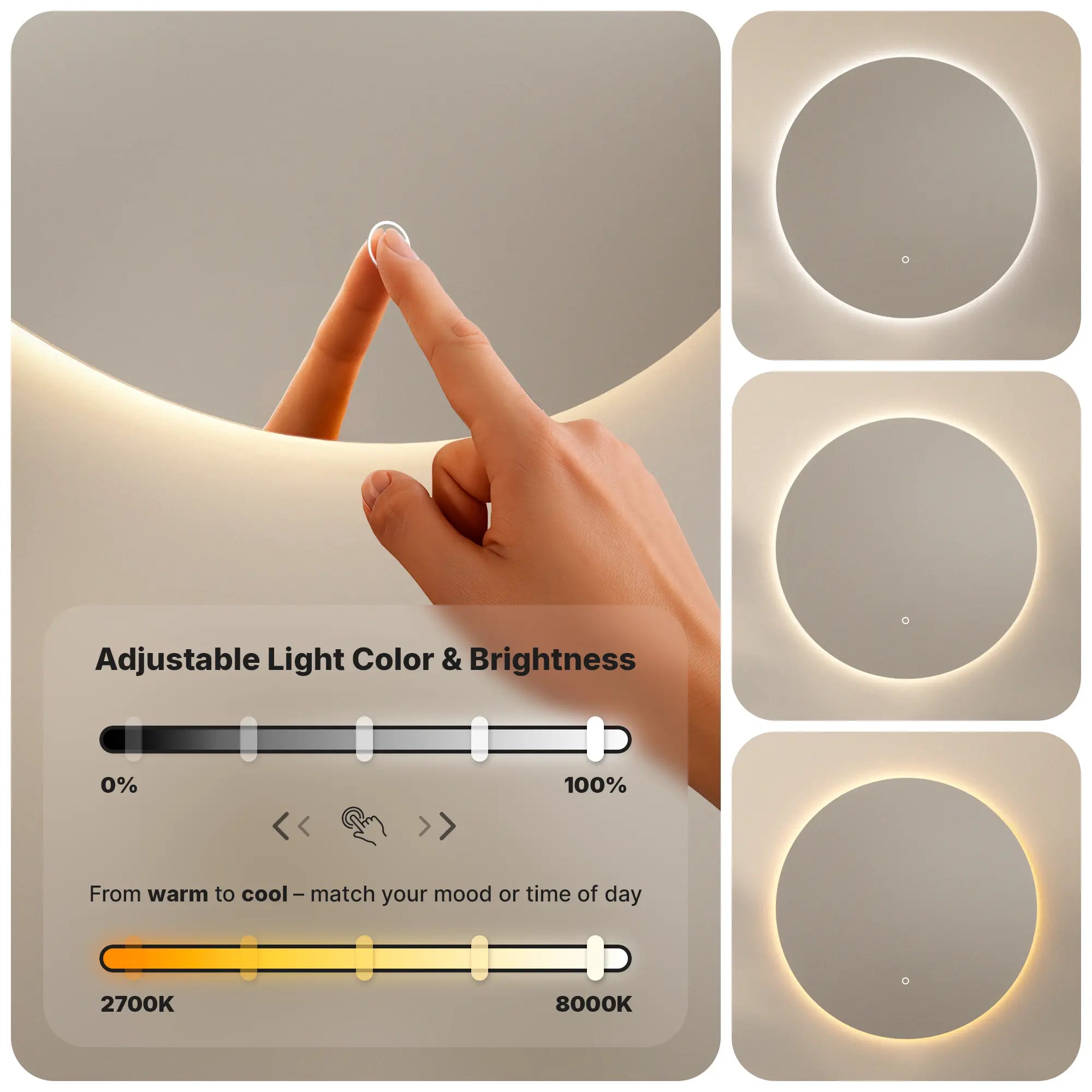 Badezimmerspiegel - Rund - 60cm - Rahmenlos