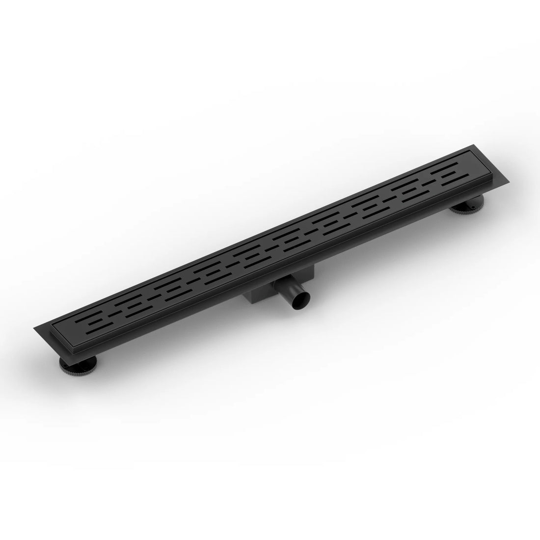 Duschrinne – 80 cm – Mattschwarz – Standardrost – Edelstahl – mit Flansch