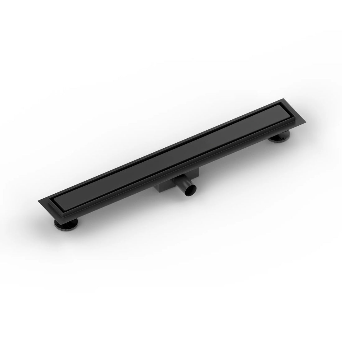 Duschrinne – 70 cm – Mattschwarz – Fliesenrost – Edelstahl – mit Flansch