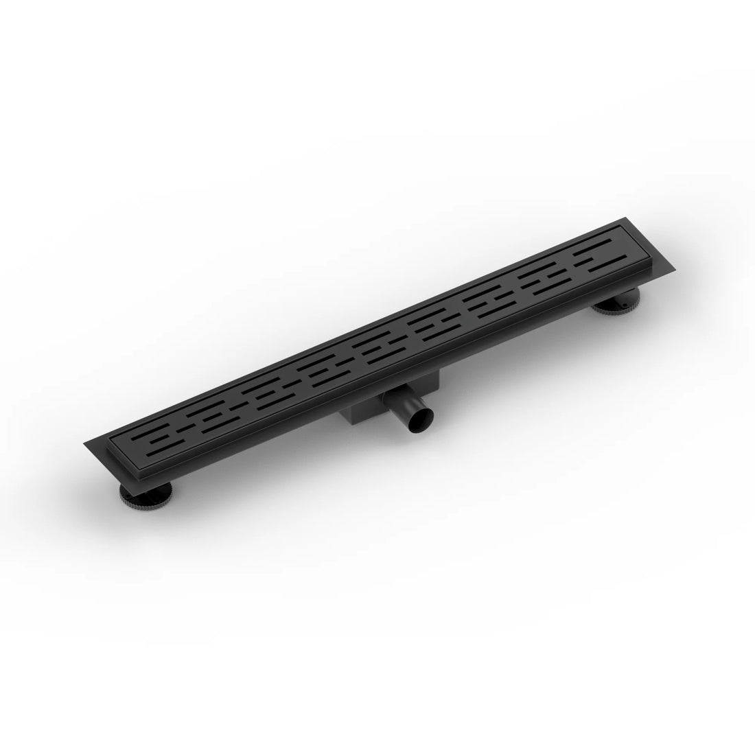 Duschrinne – 70 cm – Mattschwarz – Standardrost – Edelstahl – mit Flansch