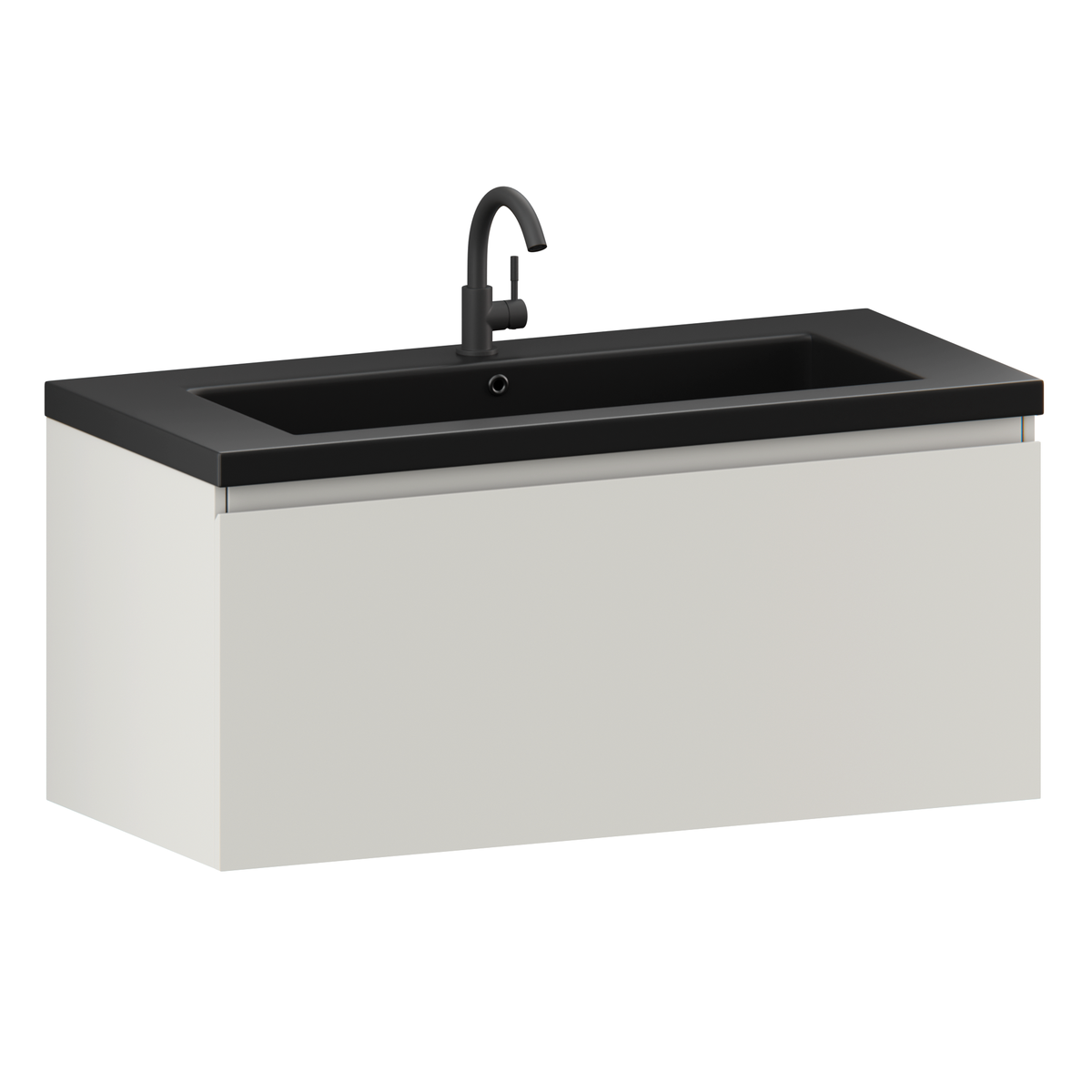 Badezimmermöbel Indy - 100 cm - Taupe - Waschbecken Schwarz