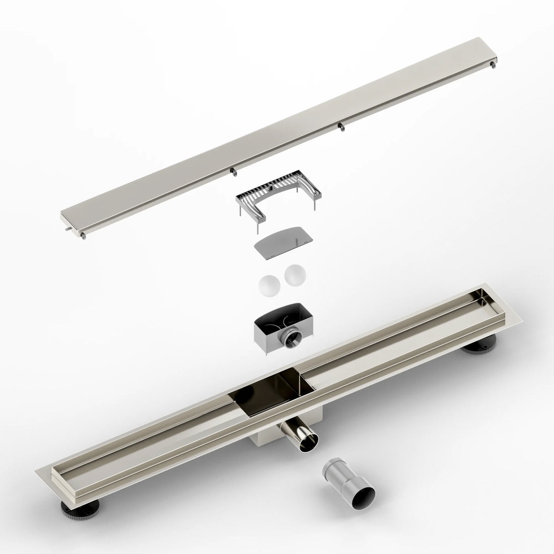 Duschrinne – 80 cm – Fliesenrost – Edelstahl – mit Flansch - Vorbestellen