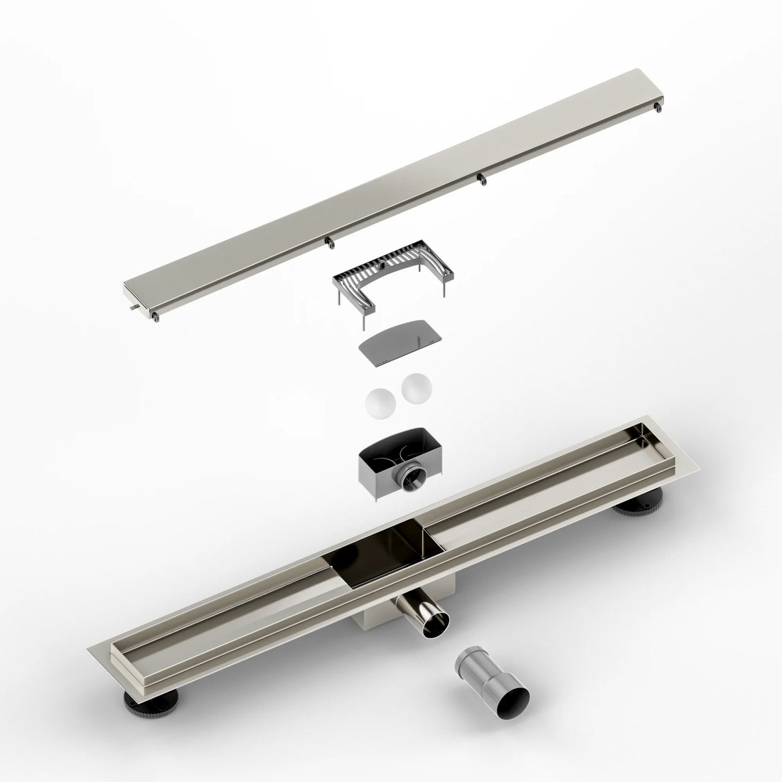 Duschrinne – 70 cm – Fliesenrost – Edelstahl – mit Flansch