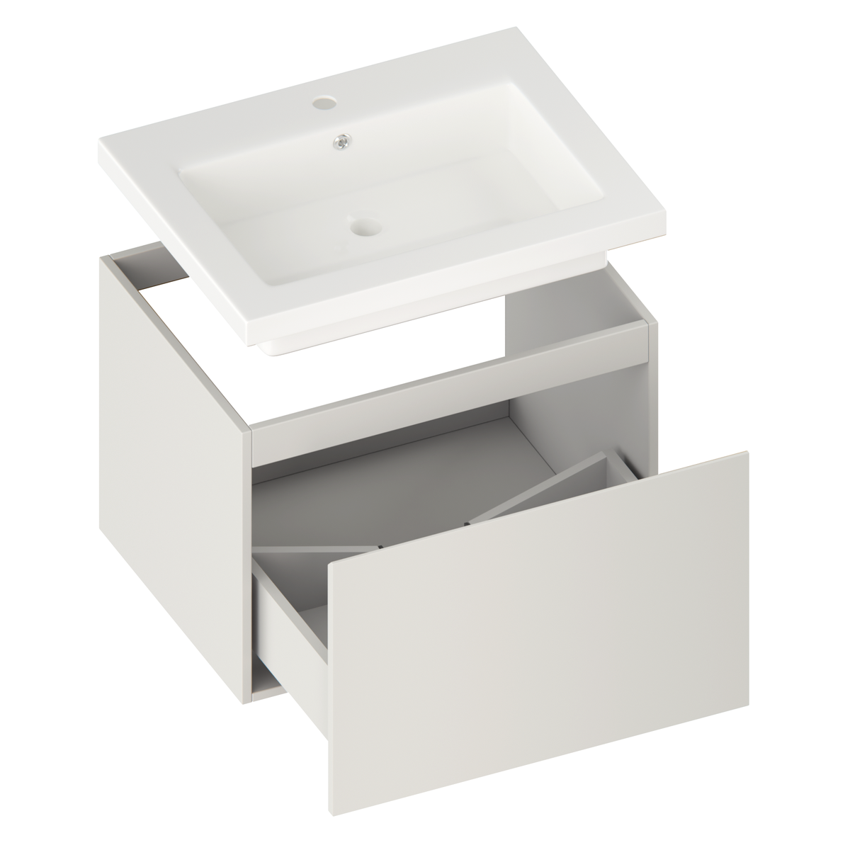 Badezimmermöbel Vino - 60 cm - Taupe - Waschbecken Weiß