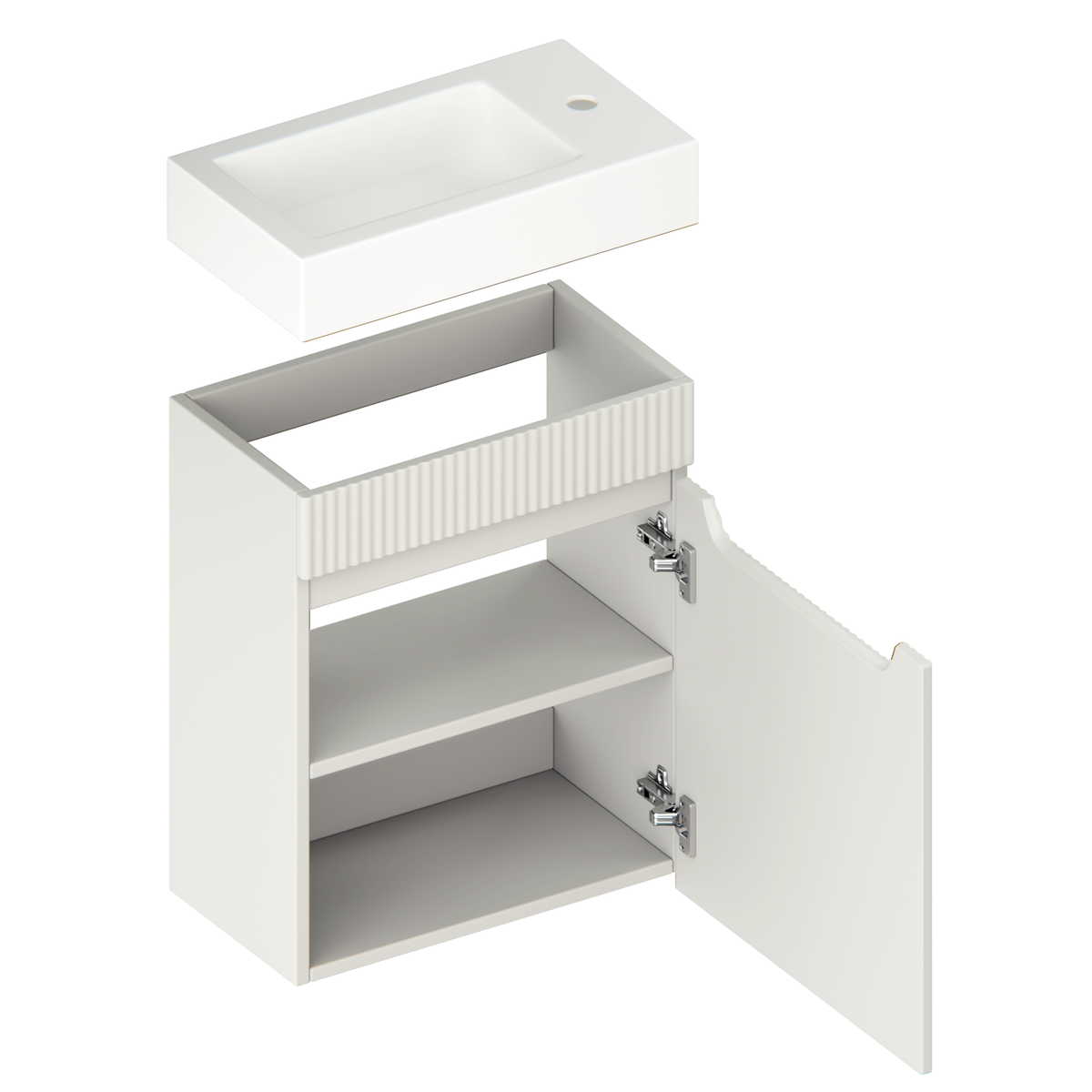 Badezimmermöbel Vivo - 40cm - Taupe - Waschbecken Weiß