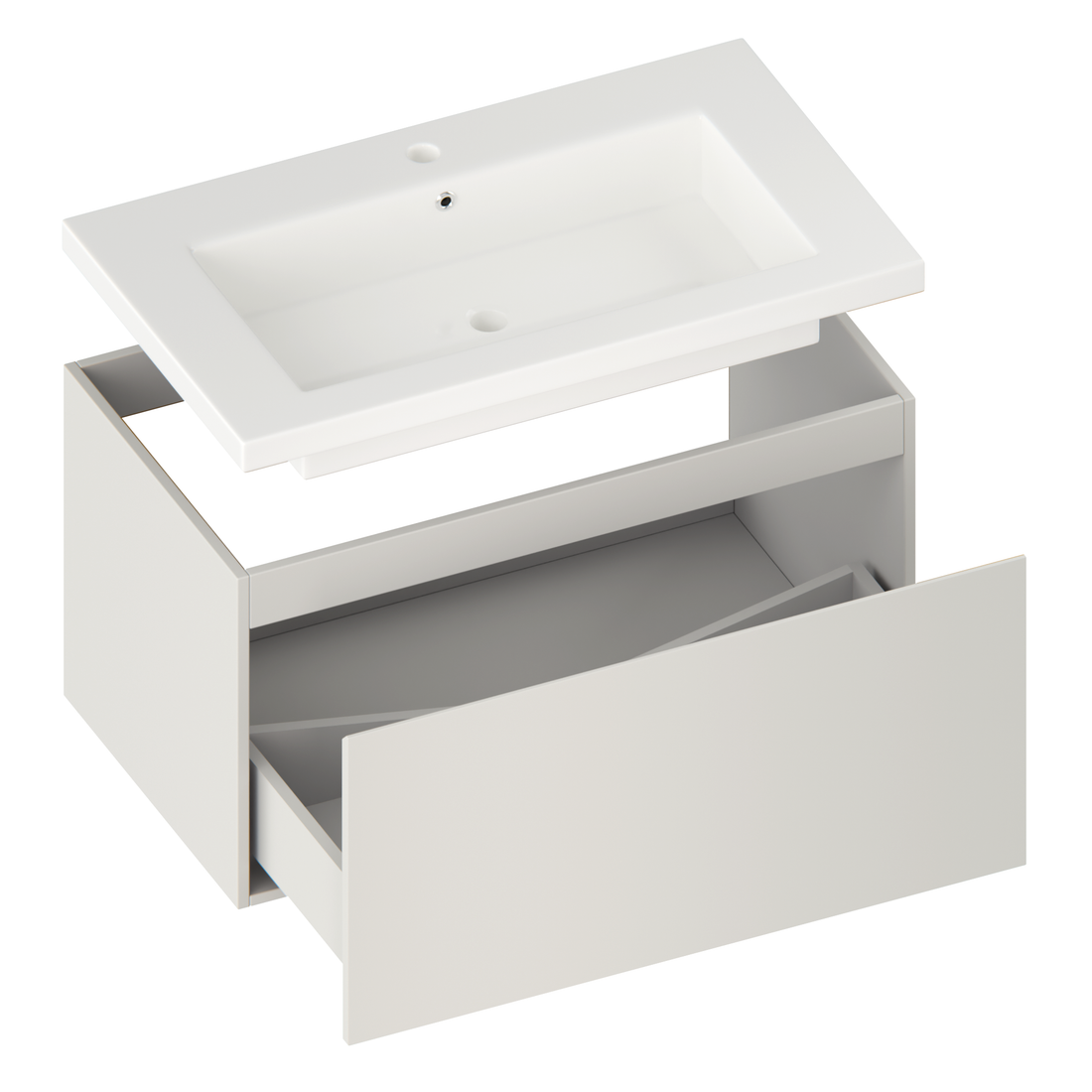 Badezimmermöbel Niko - 80cm - Taupe - Waschbecken Weiß