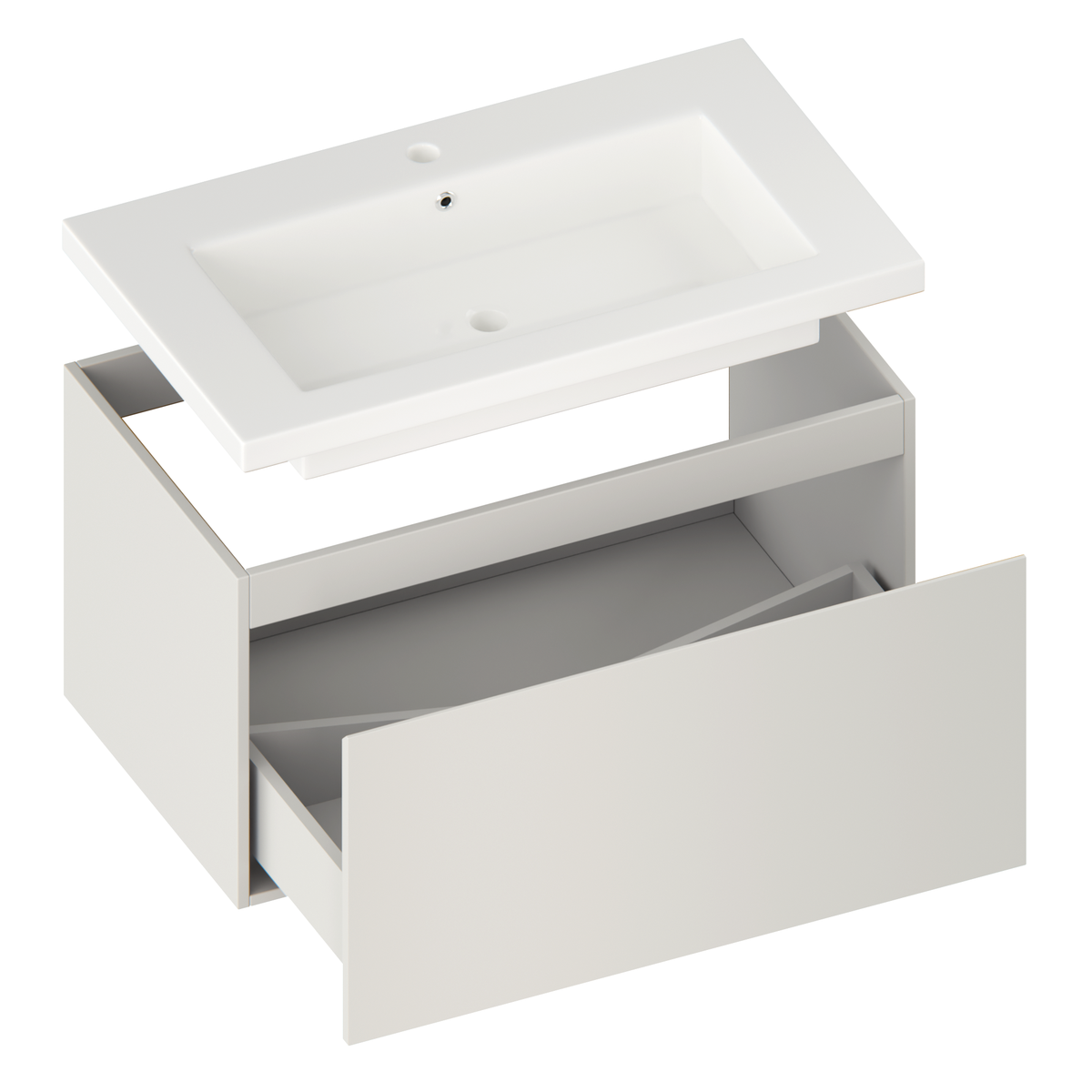 Badezimmermöbel Niko - 80cm - Taupe - Waschbecken Weiß