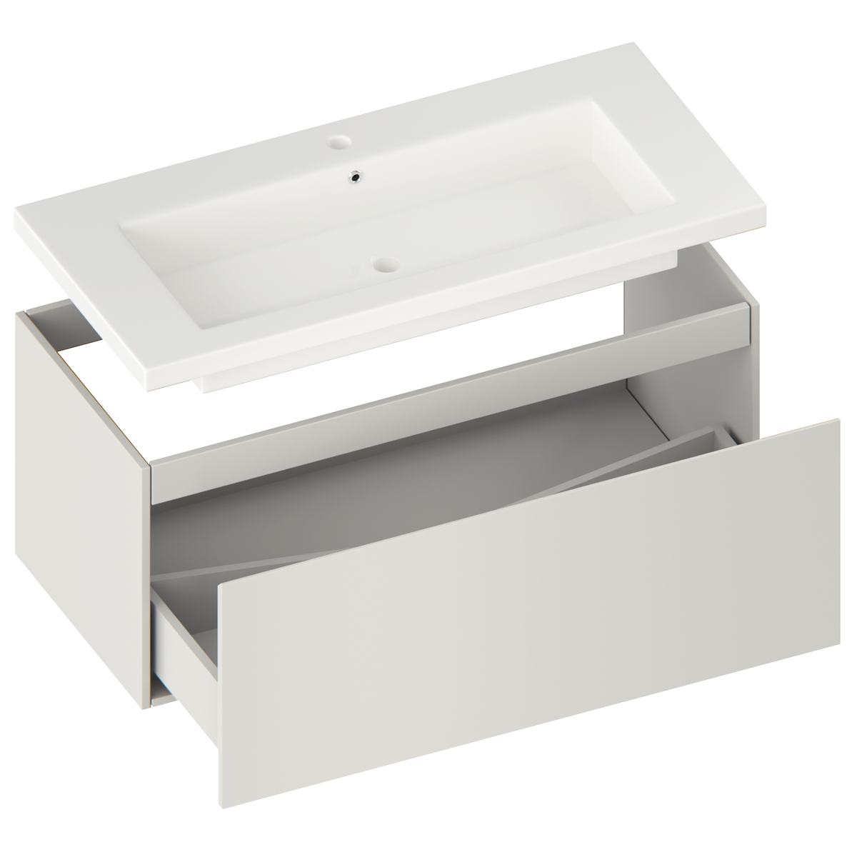 Badezimmermöbel Indy - 100 cm - Taupe - Waschbecken Weiß