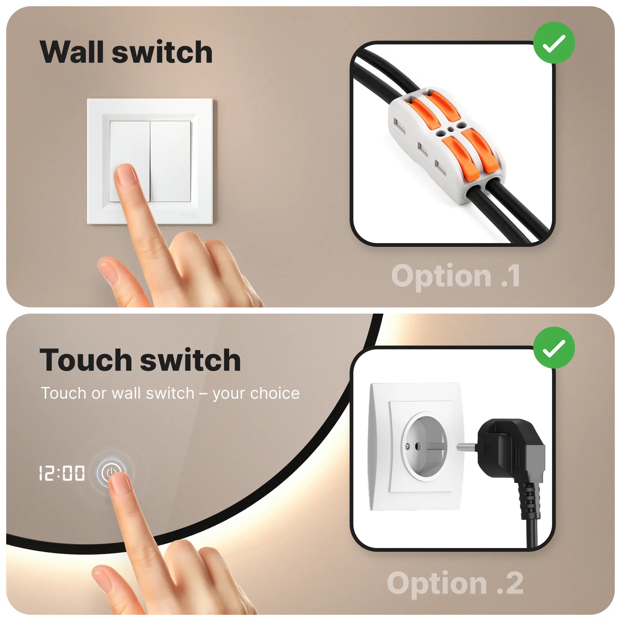 Badezimmerspiegel - Rund - 60cm - Schwarzer Rahmen
