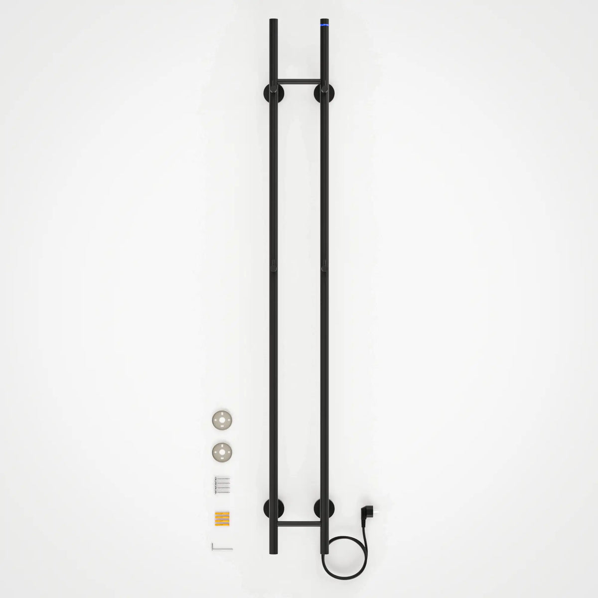 Elektrischer Handtuchheizkörper mit Stangen, Doppel - 70 Watt - 150x16.8 cm - Matt Schwarz