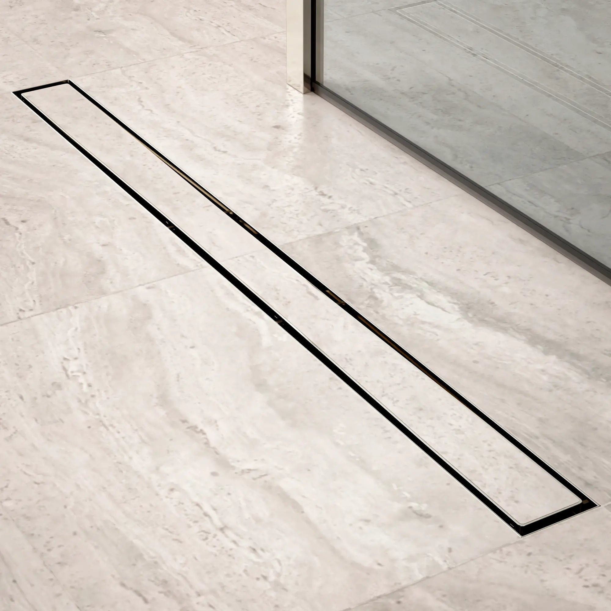 Duschrinne – 90 cm – Fliesenrost – Edelstahl – mit Flansch