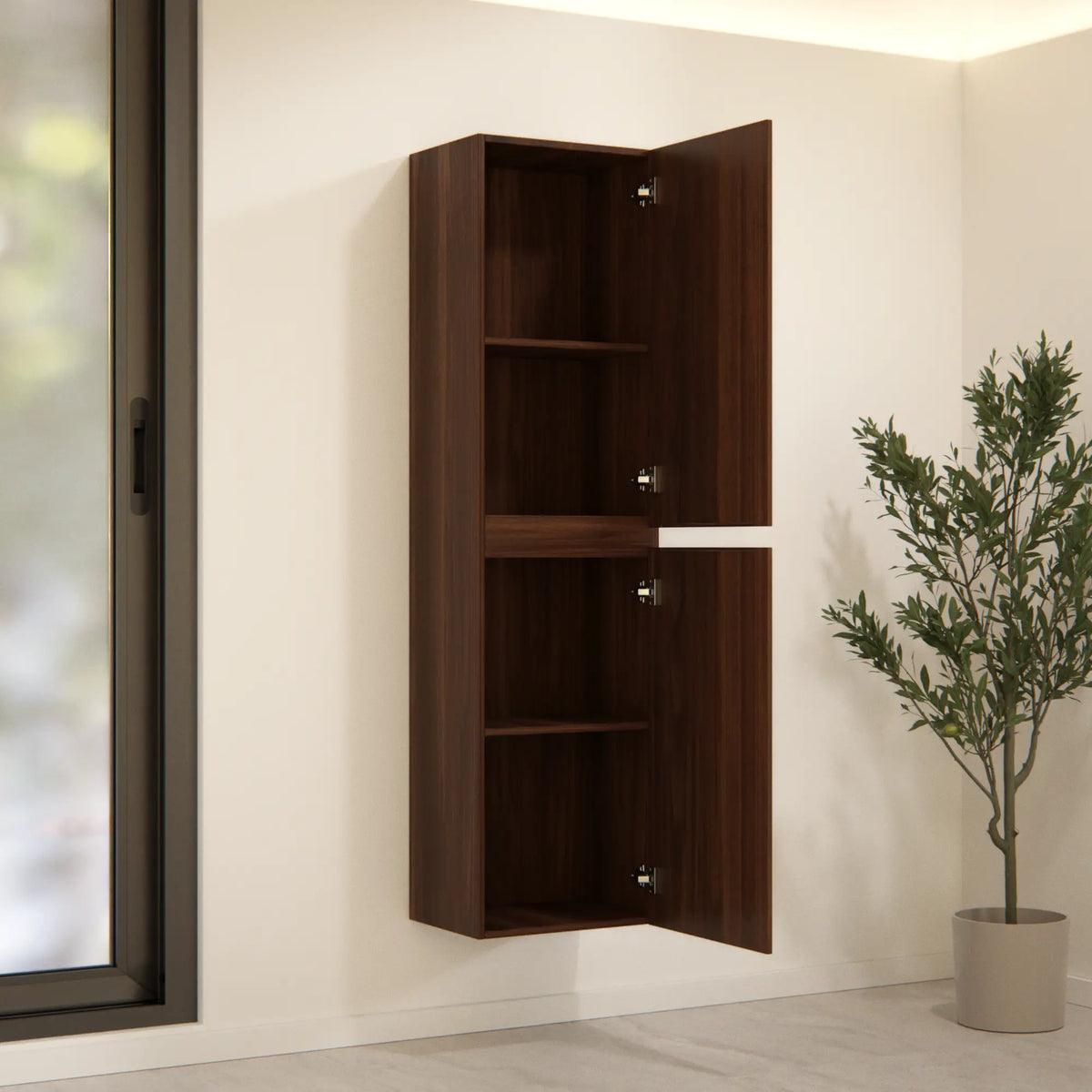 Badezimmerschrank Ruvo - 150 cm - Walnussbraun mit Rillen