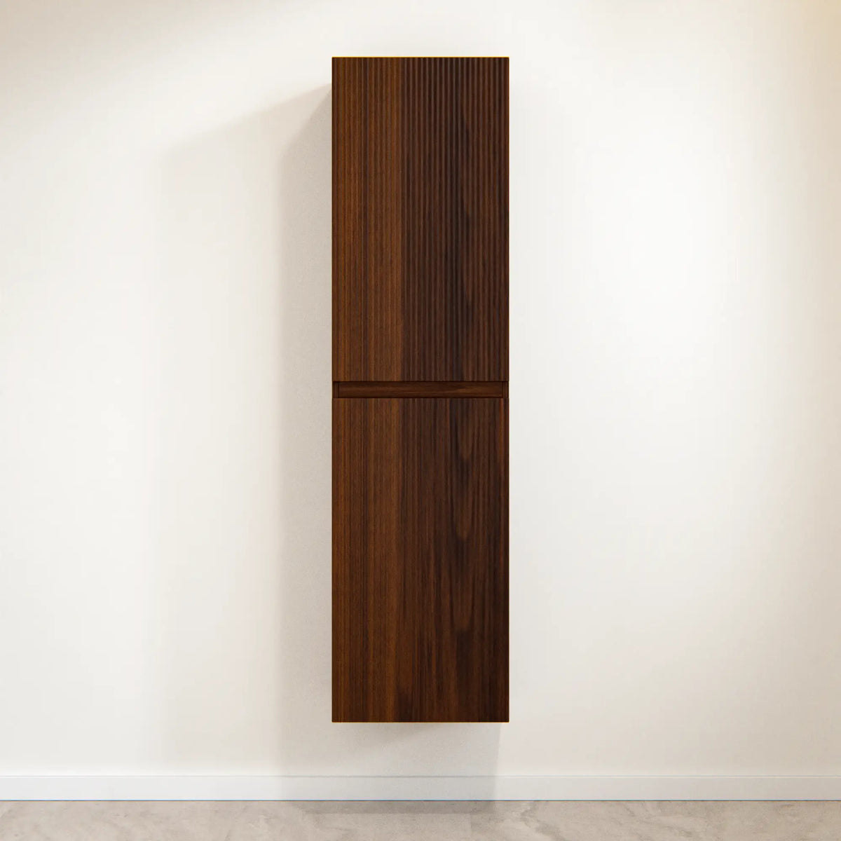 Badezimmerschrank Ruvo - 150 cm - Walnussbraun mit Rillen