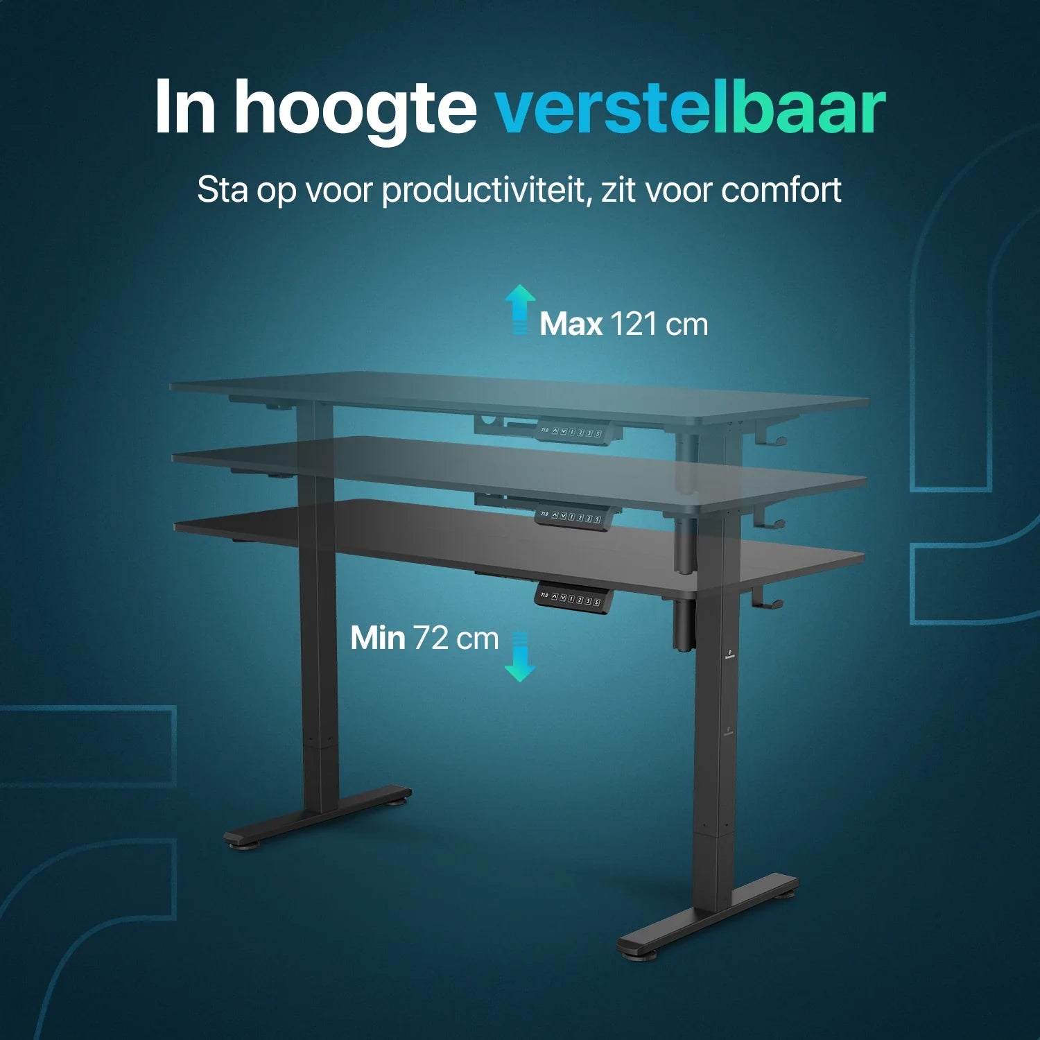 Flowsense Sitz-Steh-Schreibtisch - Verstellbarer elektrischer Schreibtisch - 160 x 60 cm