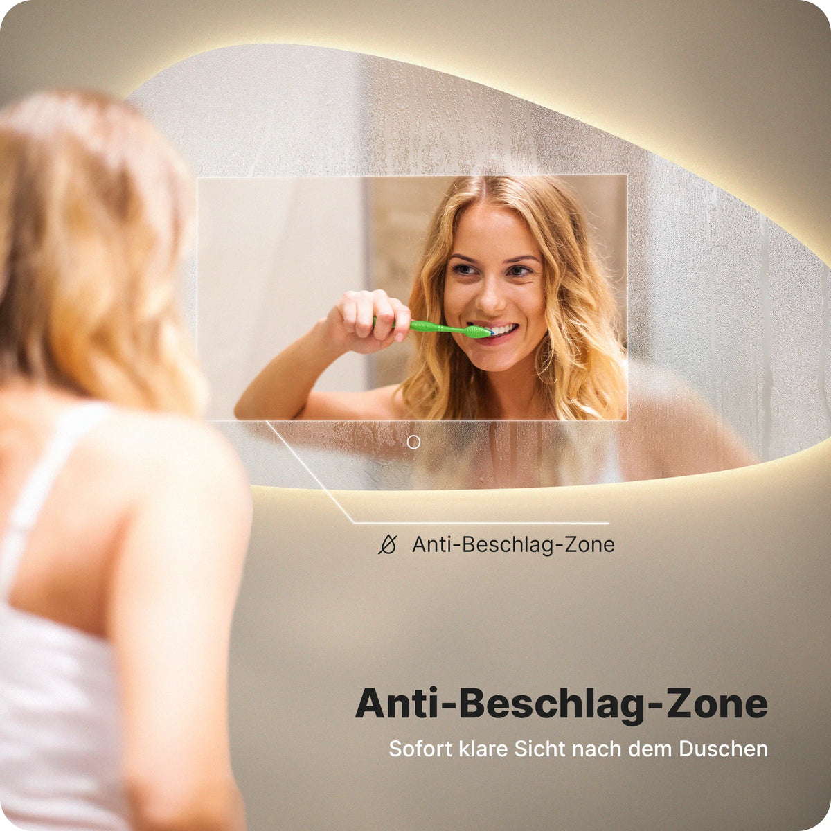 Badezimmerspiegel - 140x75cm Asymmetrisch - Rahmenlos