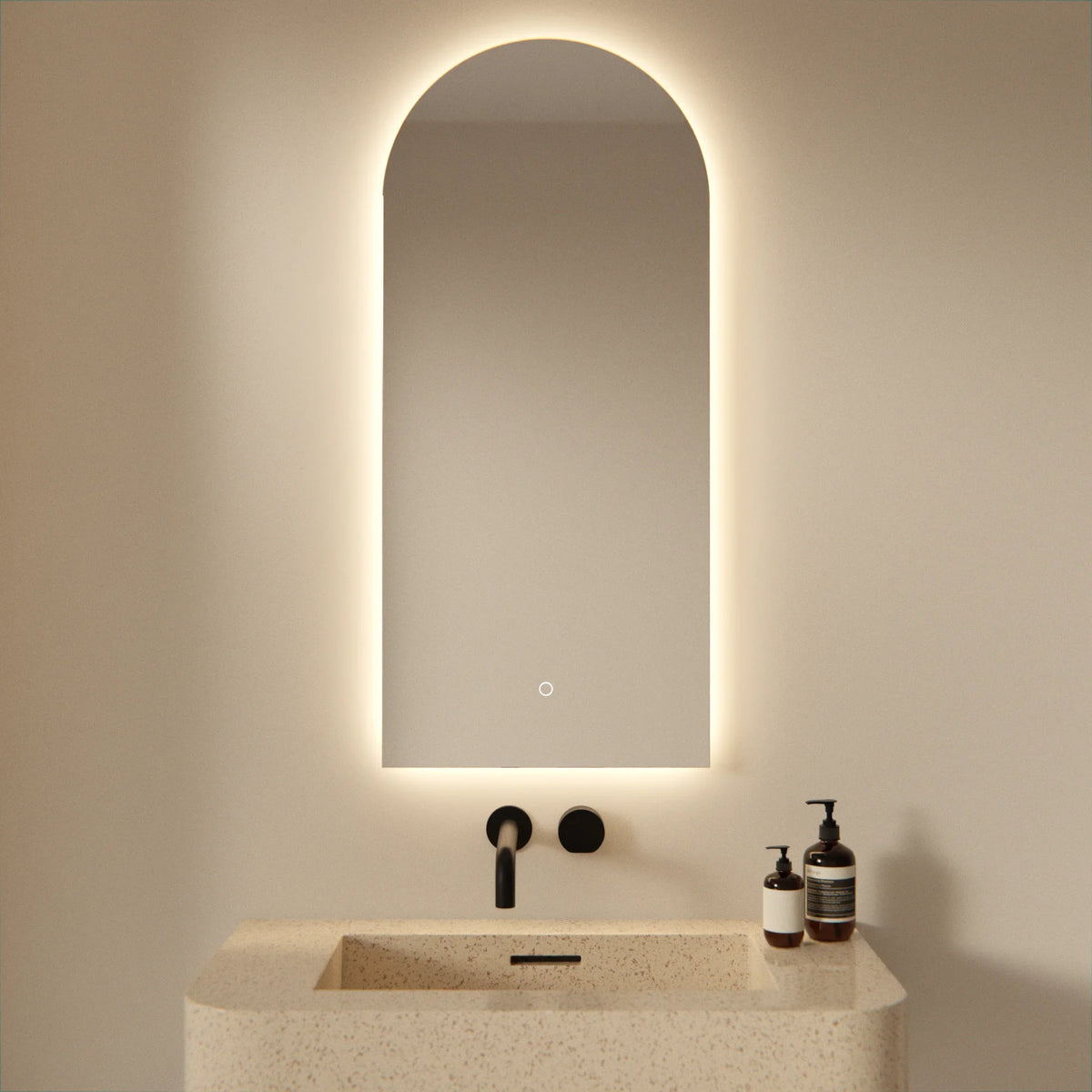 Badezimmerspiegel - 45x100cm Bogenform - Rahmenlos
