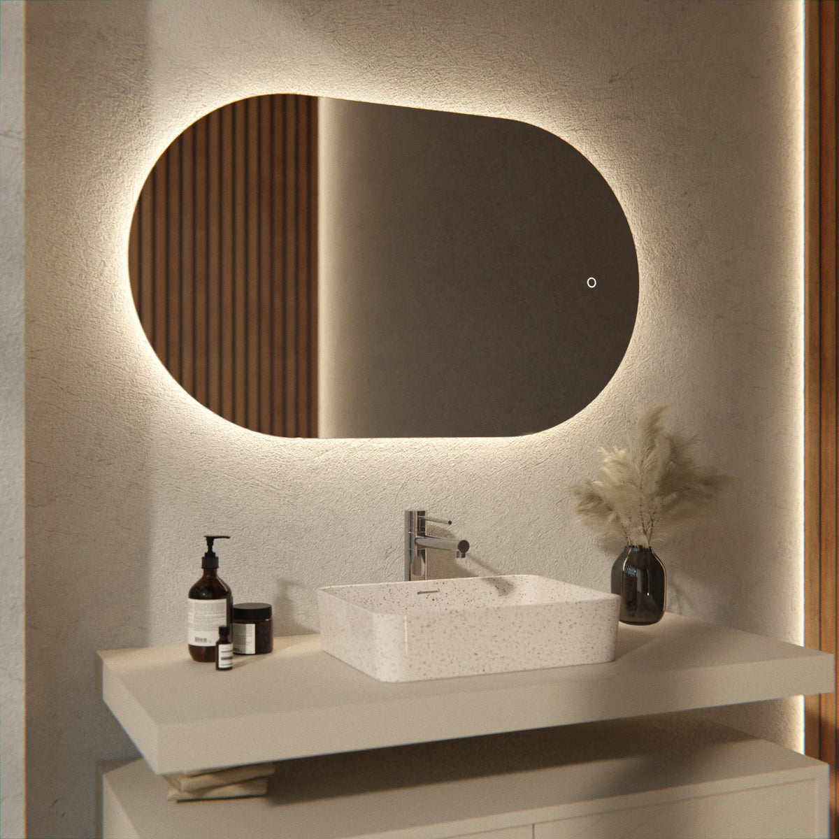 Badezimmerspiegel - 100x60cm Oval - Rahmenlos