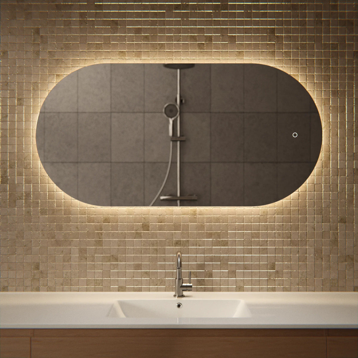 Badezimmerspiegel - 120x60cm Oval - Rahmenlos