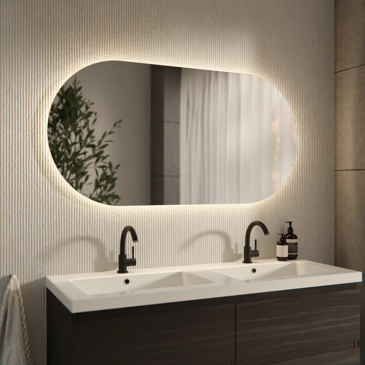 Badezimmerspiegel - 120x60cm Oval - Rahmenlos