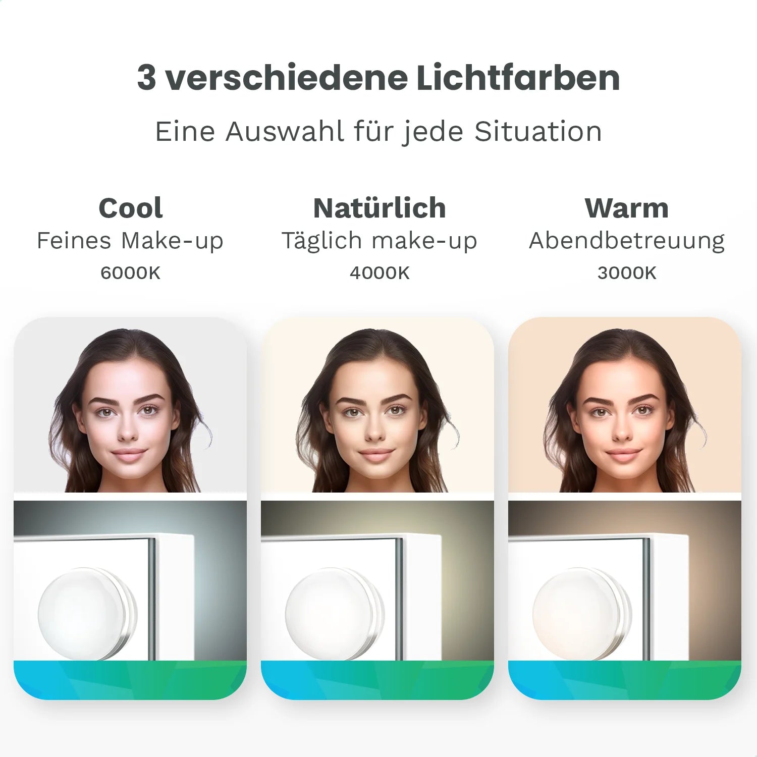 Hollywood Spiegel - Bluetooth-Lautsprecher - 58x48cm - Weiß