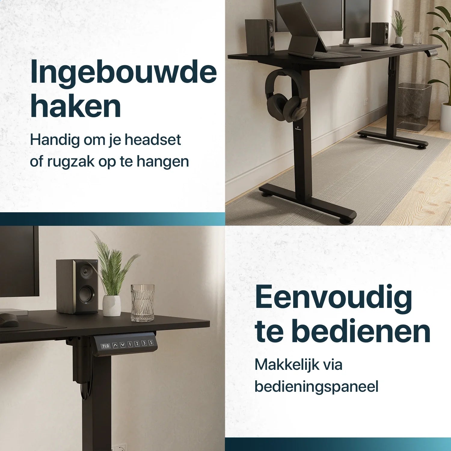 Flowsense Sitz-Steh-Schreibtisch - Verstellbarer elektrischer Schreibtisch - 160 x 60 cm
