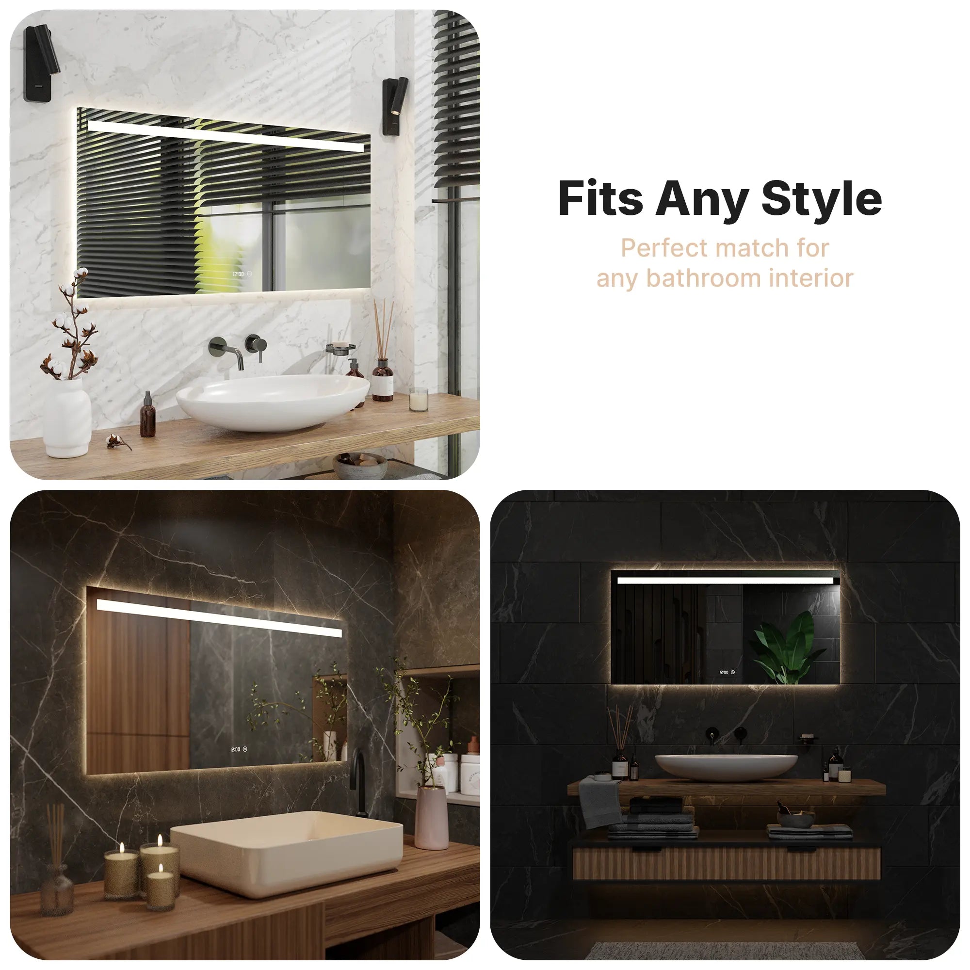 Badezimmerspiegel – 120x60 cm – Rahmenlos - Rechteck