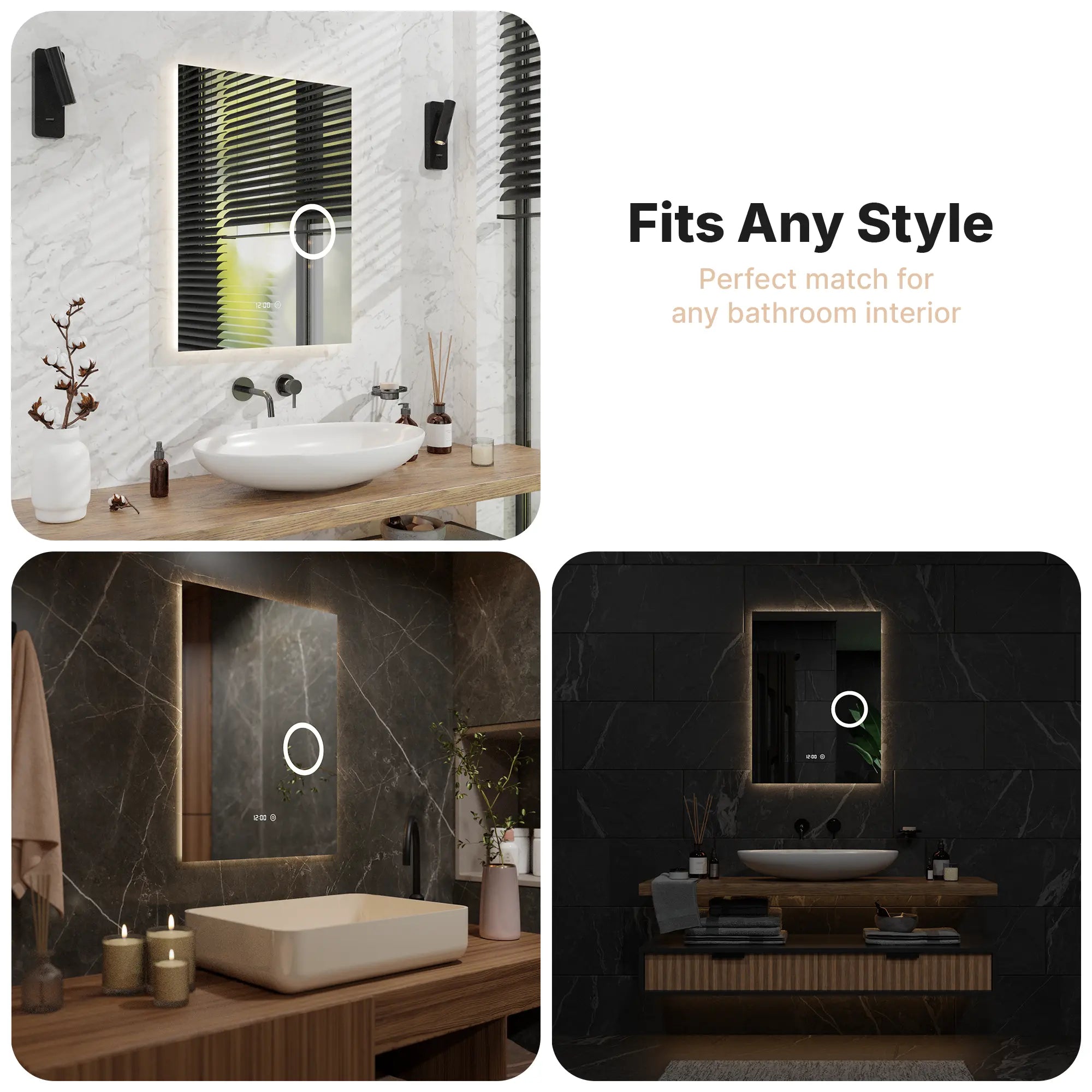 Badezimmerspiegel – 60x80 cm – Rahmenlos - Rechteck